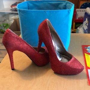Red glitter heels